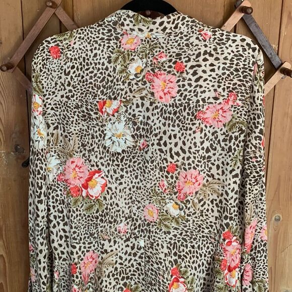 Nanette Lepore leopard floral print long sleeve flared dress - Picture 9 of 12